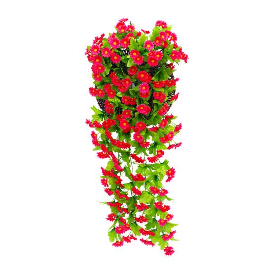 2Pcs Artificial Hanging Flowers Outdoor Vines with Eucalyptus Leaves Realistic Looking Vibrant Color Fake Plants UV Resistant Simulation Flowers