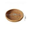 Handwoven Rattan Storage Tray with Wooden Handle Picnic Basket Bread Food Plate Snack Fruit Cake Platter Dinner Serving Tray New
