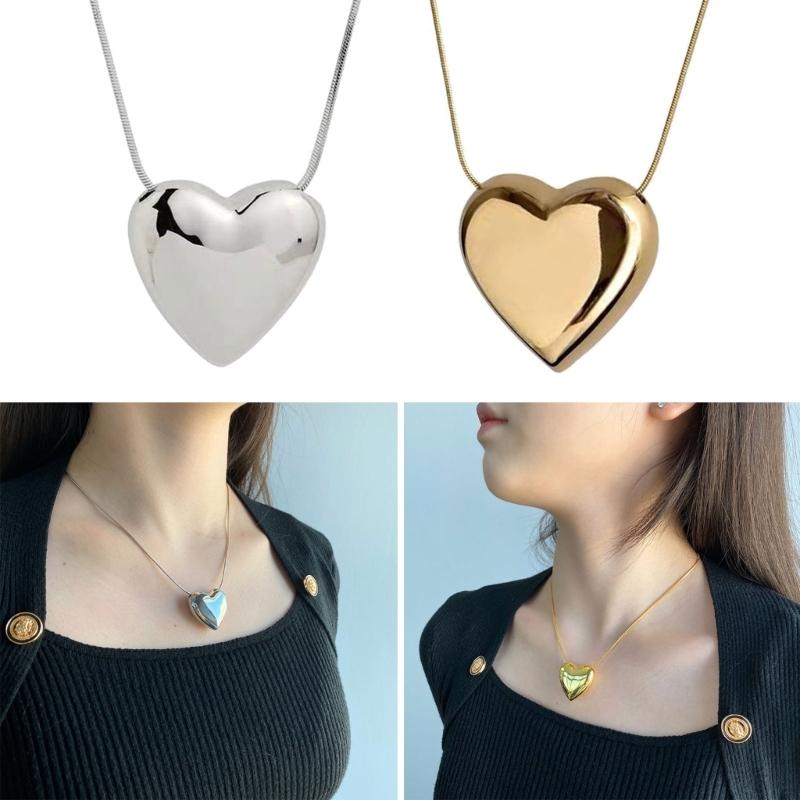 Изящное двустороннее ожерелье-подвеска в форме сердца, винтажная хип-хоп цепочка для свитера, легкий чокер, украшение