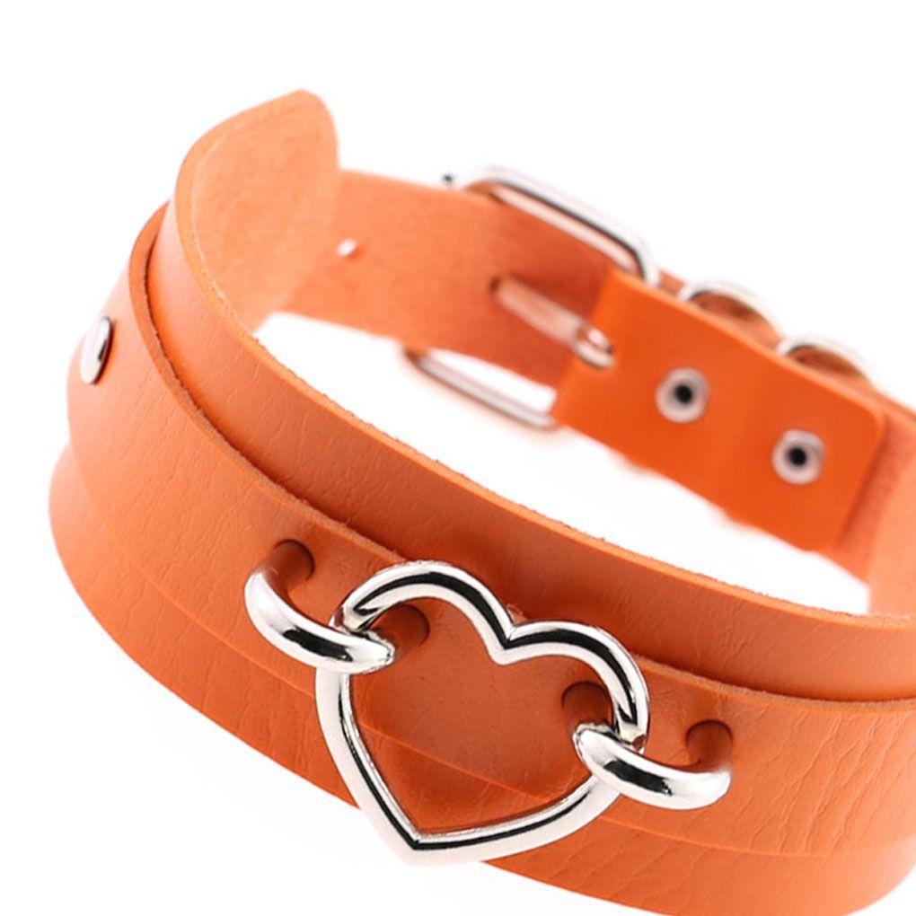 ПУ Искусственная кожа Готический Панк Чокер Короткое ожерелье Полый Разъем в форме сердца Чокер