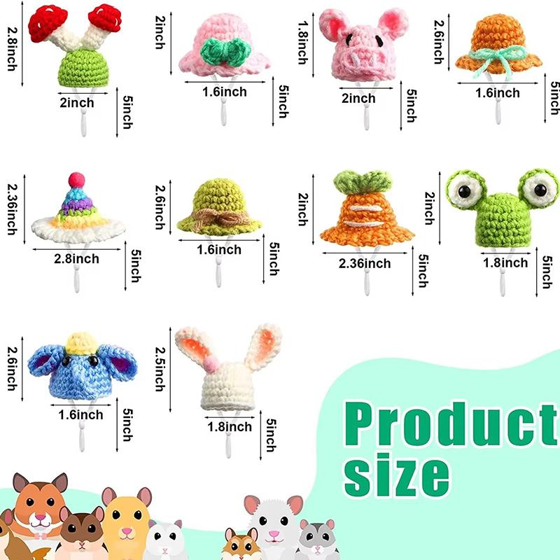 Cute Handmade Knitted Hat Hamster Decoration Chipmunk Guinea Pig Hamster Accessories Hamster Toy Halloween Christmas Pet Decor