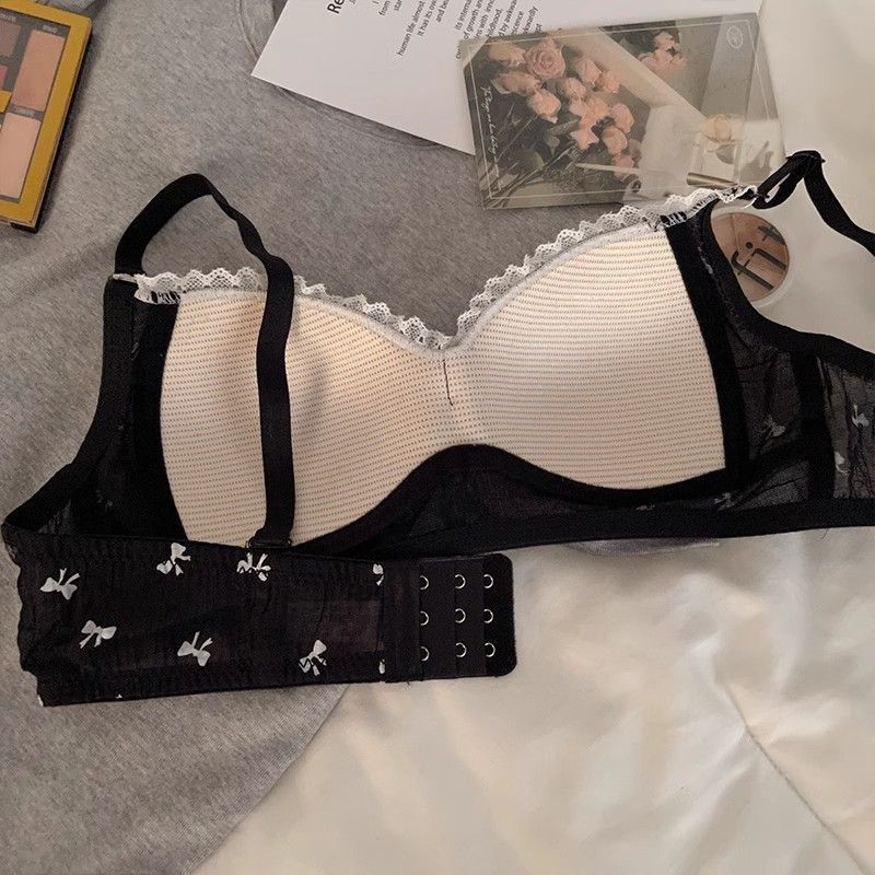 Girls Cute Black White Bras Butterfly Pattern Underwear Simple Lingerie For Female Bras