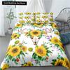 Yellow Sunflower King Queen Bedding Set Blossom Flowers Duvet Cover Blue Butterfly Floral Quilt Cover Polyester Comforter Cover