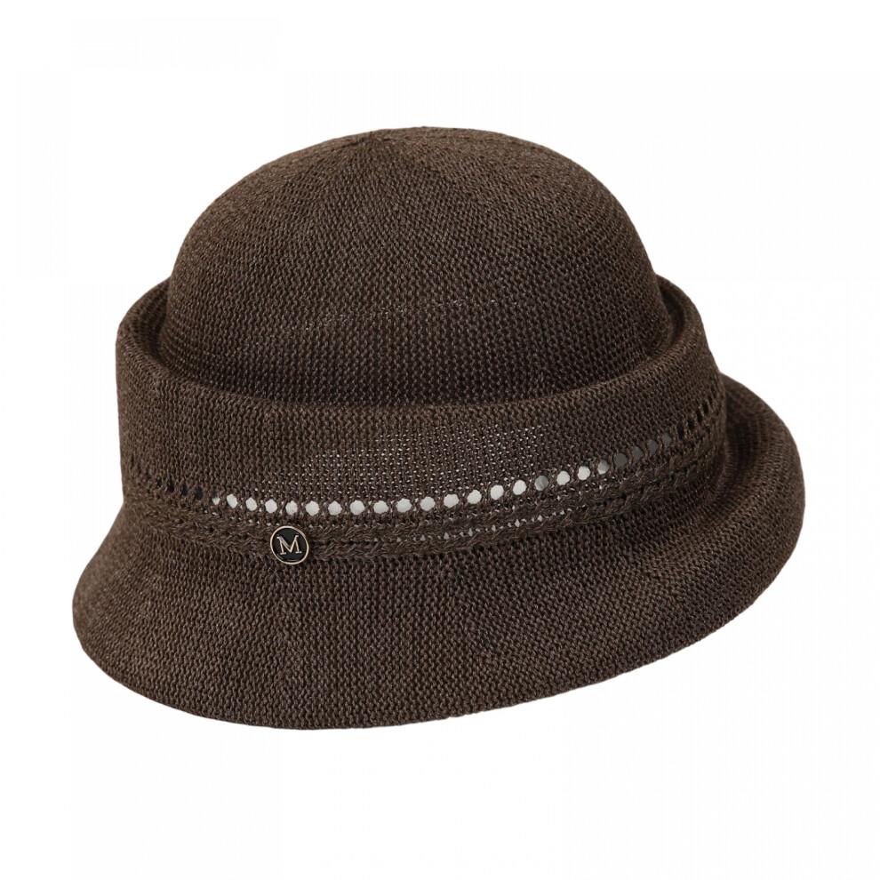 (One Size, Coffee) Women's Bucket Hat Hollow Knit Breathable Fisherman Cap Stylish Decorative Letter Detail Sun Hat