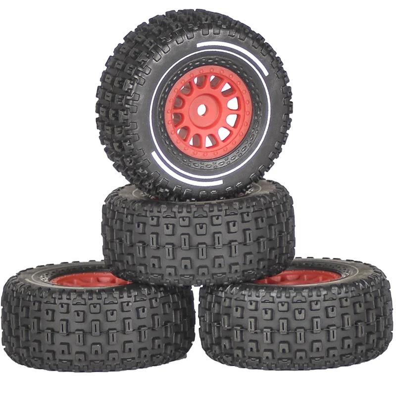 Mini Mojave Grom 4pcs Plastic Wheels Rims with Rubber Tires for Arrma RC Car 1/16 Mojave Grom 4X4 Desert Truck Upgrade Parts