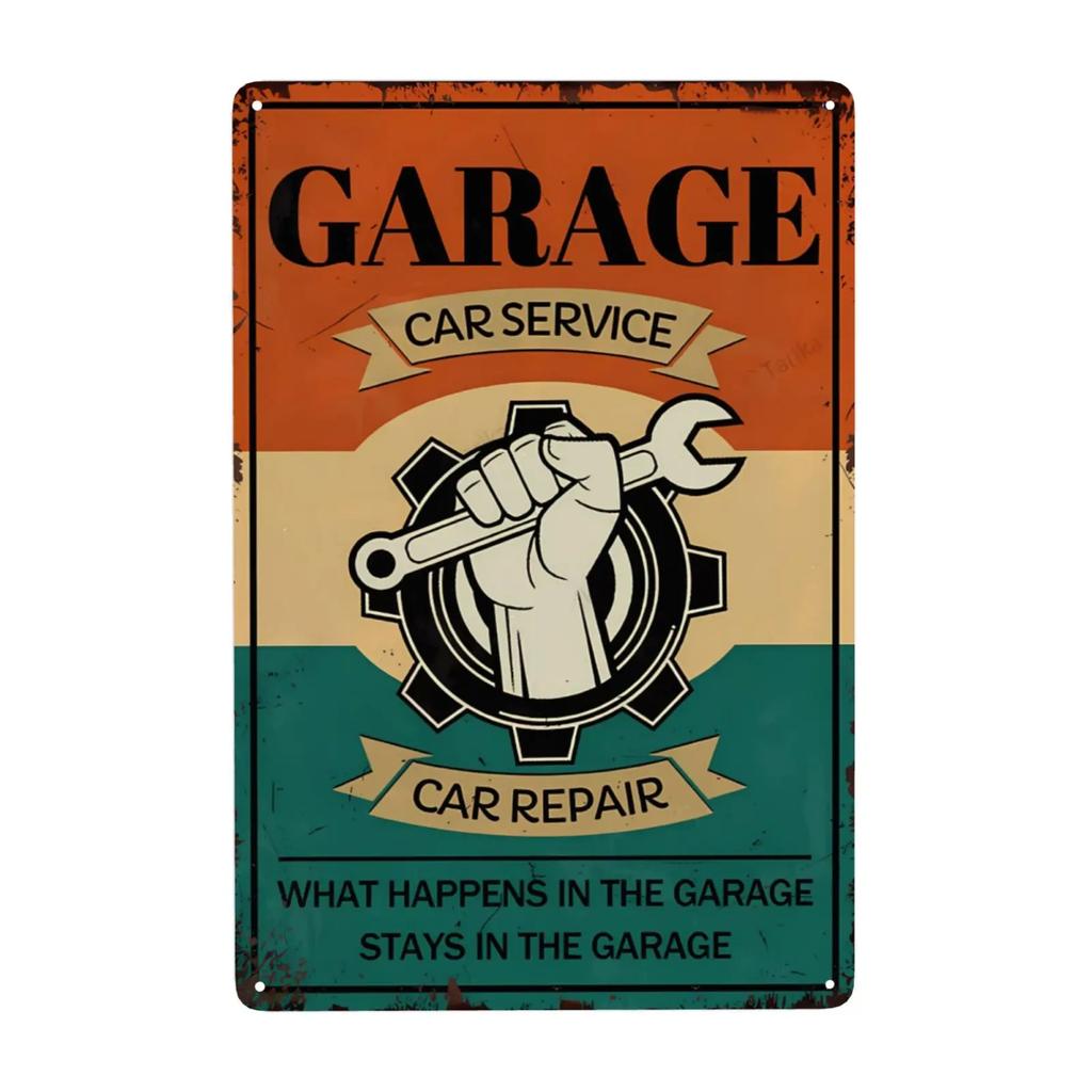 1pc, Full Service Garage Sign,Mechanic Car Service Parts Repairs Vintage Metal Signs for Cafe Bar Shop Wall Decor 8x12 Inch