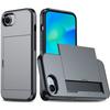 For iPhone 16e Case TPU+PC Dual Layer Armor Phone Cover with Sliding Card Slot