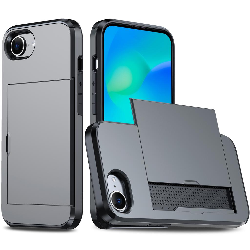 For iPhone 16e Case TPU+PC Dual Layer Armor Phone Cover with Sliding Card Slot