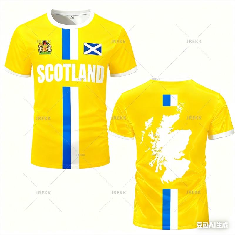 Fashion Scotland Flag Football Jersey 2026 Casual Maillot Football Mens Sports Jersey Loose O Neck  Breathable Tee Tops