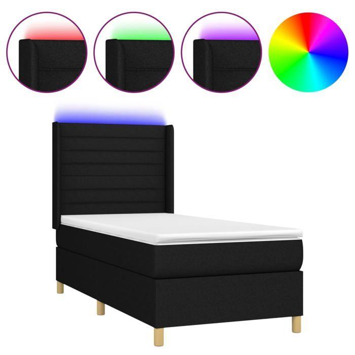 VidaXL Slat Bed Base with Mattress and LEDs, Upholstered Bed, Single Bed, Adult Bed for Interior Bedroom, 3138935