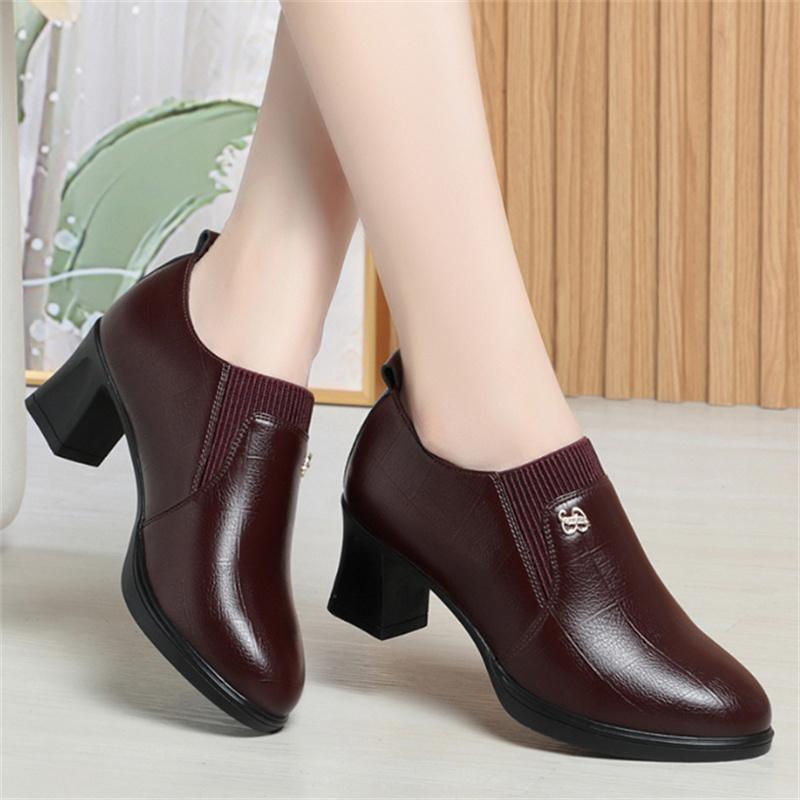 Женские туфли на танкетке, туфли-лоферы на высоком каблуке из мягкой кожи, новые туфли на толстой подошве в британском стиле с эластичным язычком и толстым каблуком для женщин