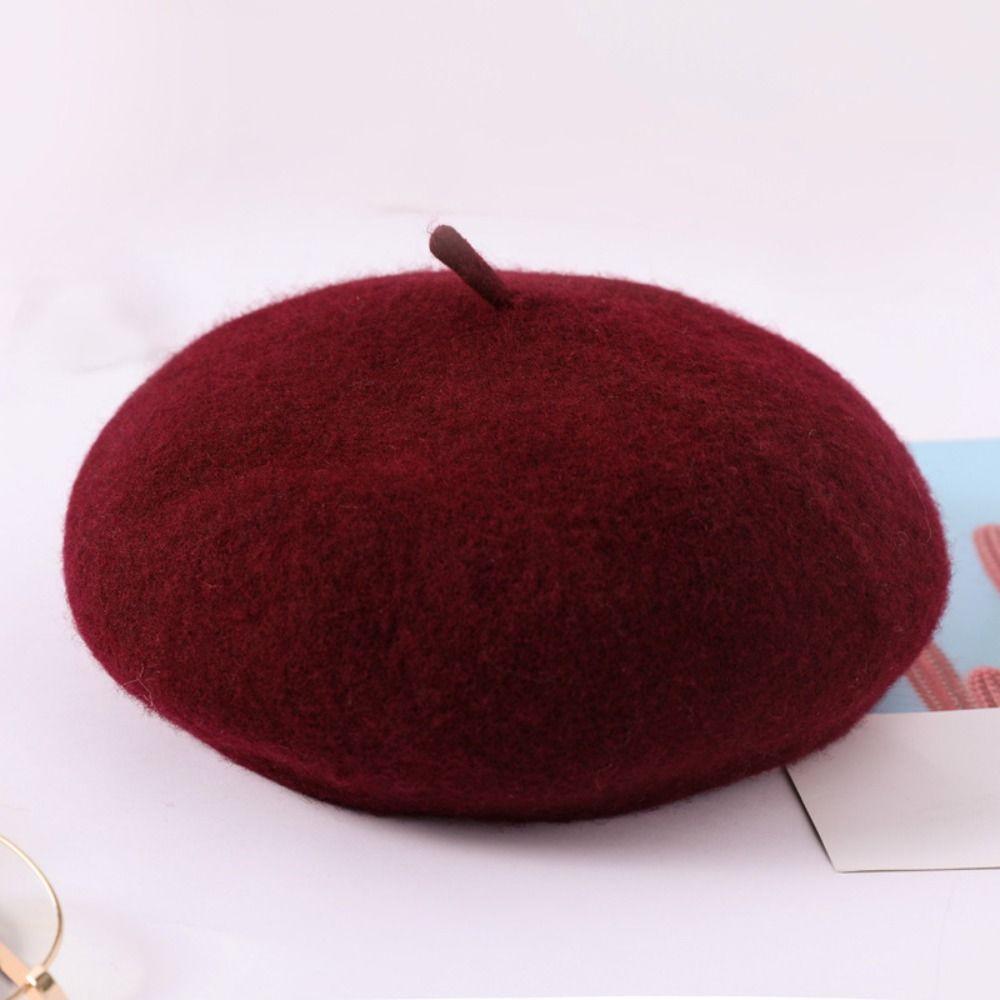 Warm Wool Beret Hats Solid Color Women's Painter Hat Solid Artist Beret  Autumn Winter