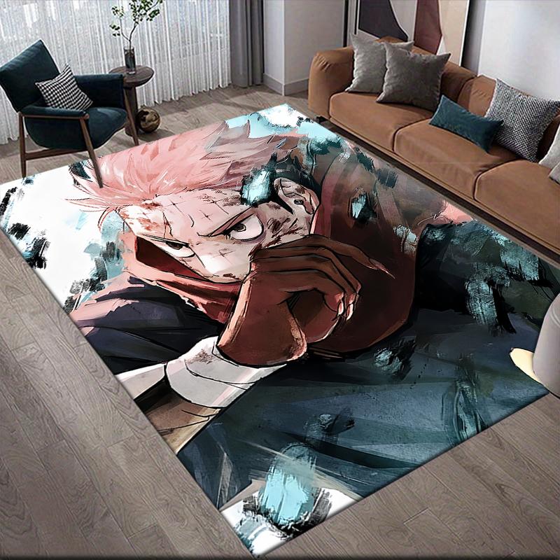 Jujutsu Kaisen Hero Squad Square Area Rug, Non-Slip Floor Mat for Living Room, Perfect Gift for Jujutsu Kaisen Fans.chl