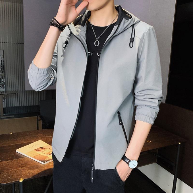 Jacket Spring and Autumn Men's Hooded Slim Jacket Korean Style Trendy and Handsome Men's Clothing