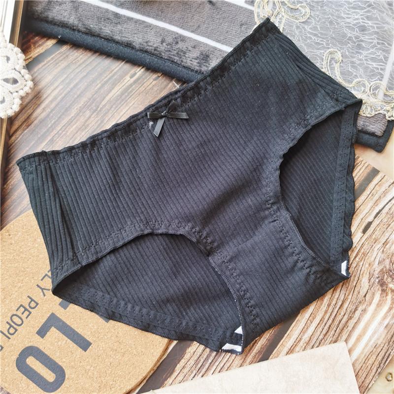 Простые и удобные трусы со средней талией, удобные трусики с бантом и нитками, женское нижнее белье