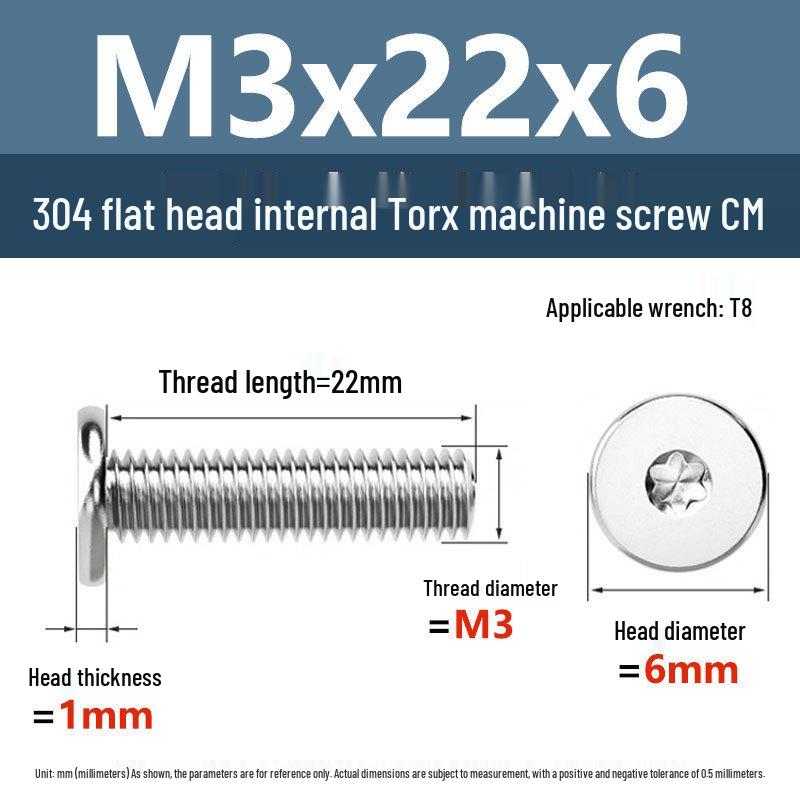 Yigu Винт Torx из нержавеющей стали 304 с тонкой плоской головкой M2-M8 для компьютерной техники