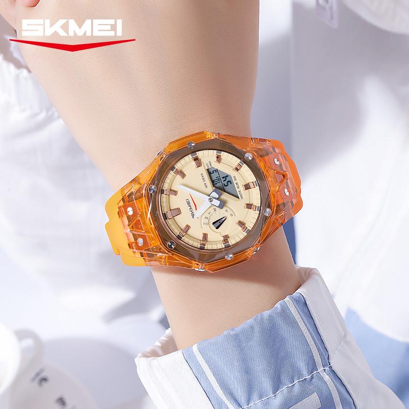 Men's Women Octagon Dial Digital Watch Waterproof Luminous Dial Sport Wristwatch with Alarm Outdoor Student Clock Jelly Color