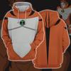 Futuristic Suit Print Hoodie, Multiple Color Block Hero Outfit and Emblem Graphics Full Graphic Loose Pullover, Great for Sci-Fi Cosplay Outings