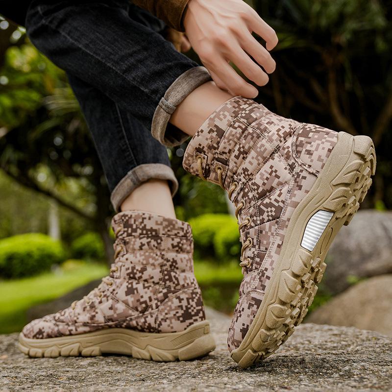 Oxford cloth waterproof combat boots large size camouflage outdoor mountaineering boots fattened wide foot climbing shoes