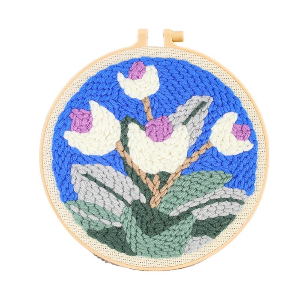 Handmade Punch Needle Set Flower Pattern Rug Punch Embroidery Starter Kit  Educational Toys