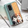 Cartoon Cute Cats Background Phone Case Silicone PC+TPU For Samsung S10 20 30 22 23 24 Plus Lite Ultra Cover
