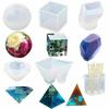 18Pcs Resin Casting Molds Pyramid Diamond Cube DIY Silicone Epoxy Mold + Cup