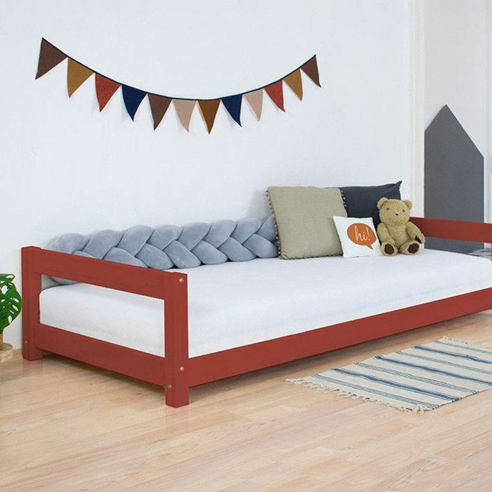 Lit enfant - BENLEMI - KIDDY - 90 x 180 cm - Bois massif - Rouge brique
