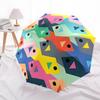1pc Colorful Geometric Pattern Automatic Folding Umbrella Portable Collapsible 8-Rib Umbrella for All Seasons, Casual Outdoor Accessory, B22