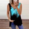Женский топ, летний, с принтом пальмовых листьев, повседневный, большого размера, без рукавов, на молнии, с V-образным вырезом, майка