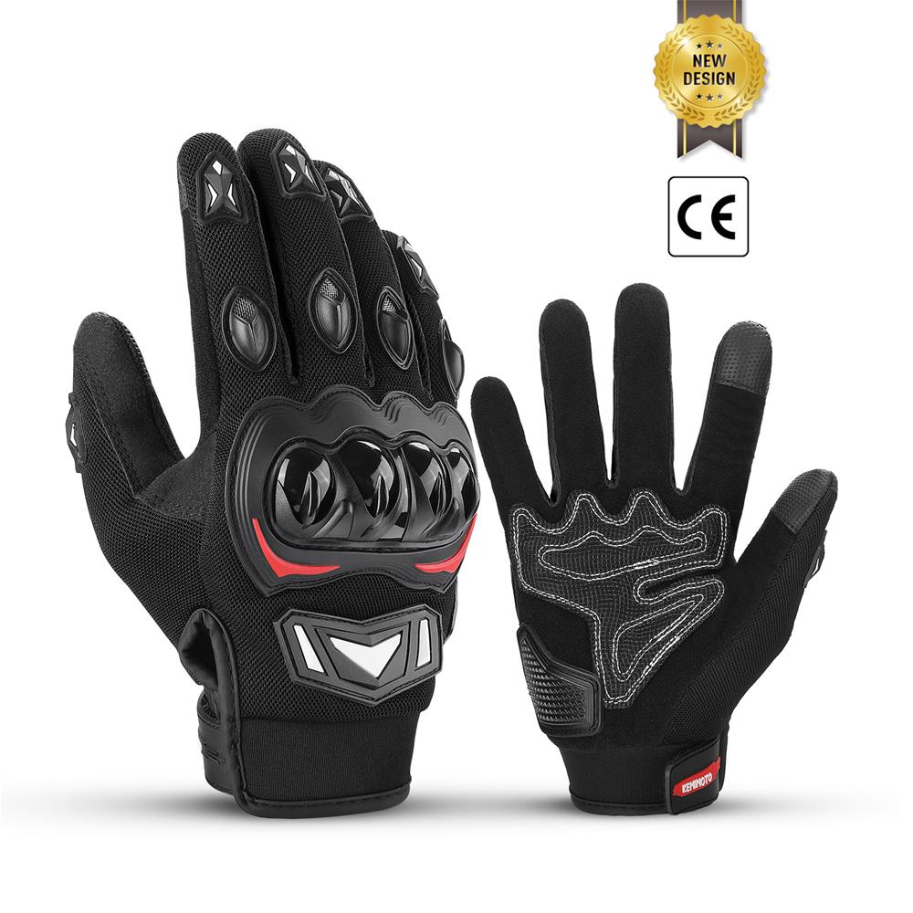 KEMIMOTO CE Summer Moto Gloves Touch Screen Sports Luvas Motorcycle Protective MTB Guantes Gloves For Men Women Black