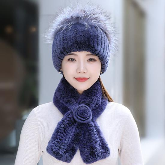 Шапка из меха кролика рекс, комплекты шарфов, женские зимние теплые роскошные шапки из 100% натурального меха лисы, шарфы из меха кролика рекс, качественные вязаные меховые шапки