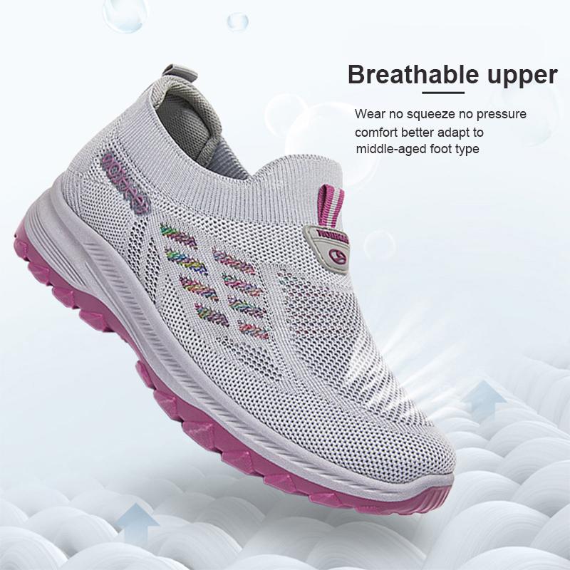 Женские кроссовки для бега из трикотажной дышащей сетки с эффектом памяти из хлопка, повседневные кроссовки с удобной мягкой подошвой для мам среднего возраста