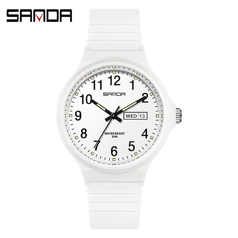 Sanda 6060 Dual Calendar Waterproof Quartz Watch for Casual Outdoor Wear - Men's & Women's Student Wristwatch