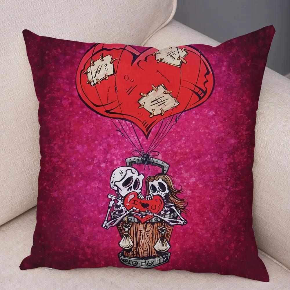 Милая мультяшная наволочка с красочным черепом, на подушку, для автомобиля, дивана, домашнего декора