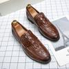 FashionMens Crocodile Pattern Leather Loafers Slip On Wedding Party Men Shoes Luxury  Noble Elegant Dress Shoes for Men Moccasins