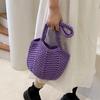 Chic Knitting Shoulder Bags  Women Bucket Eco Friendly Handwoven Handbags Simple Stylish Soft Cotton Casual Totes