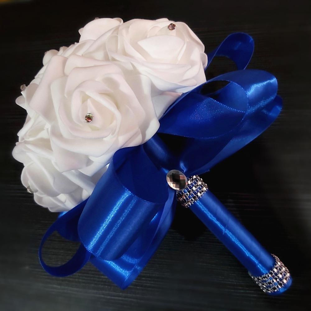 Satin Rose Flower Bouquet Romantic Artificial Rose Flower Bridal Wedding Bouquet Bridal Wedding