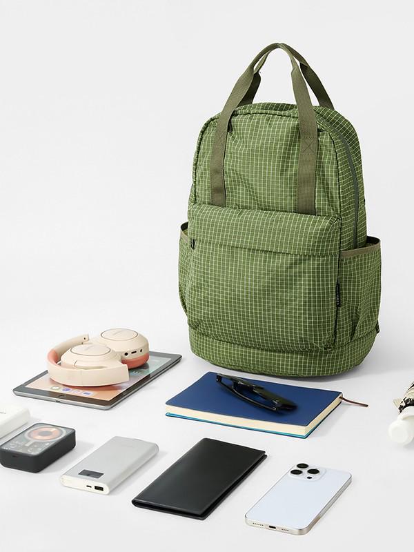 Трансграничный клетчатый складной рюкзак для пешего туризма большой вместимости - Однотонный повседневный стиль