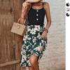 Лето 2023, новая европейская и американская модная женская одежда, слинг с цветочным узором