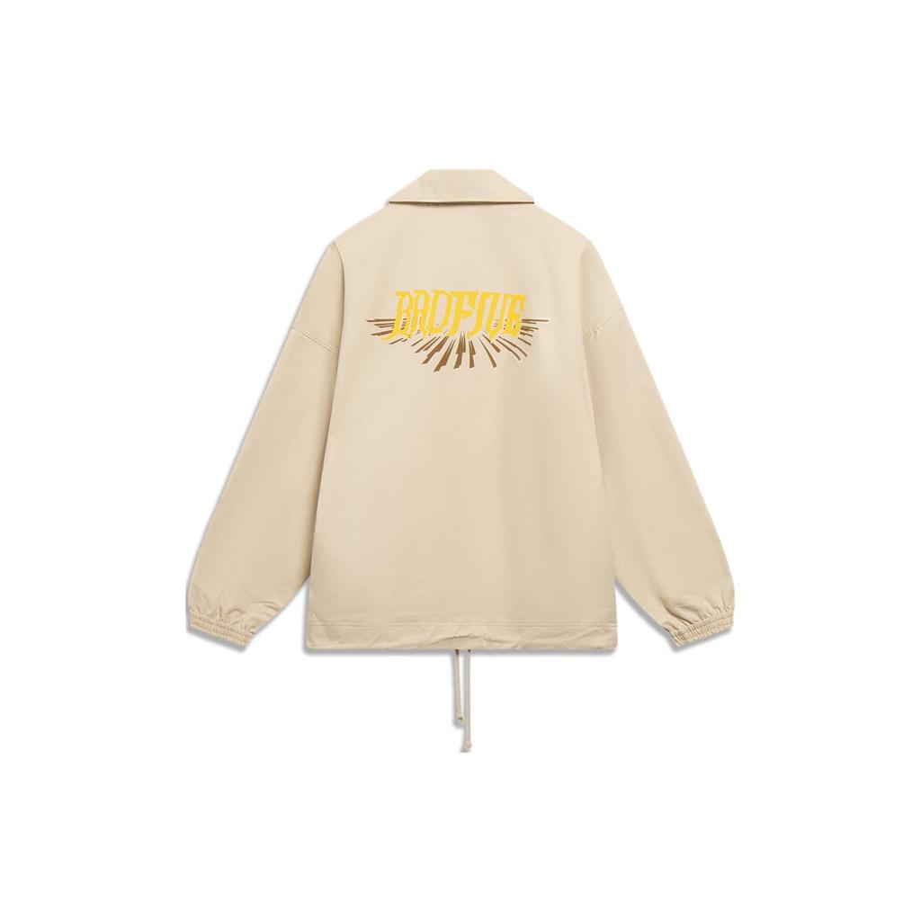 Li Ning Badfive Embroidered Letter Print Polo Loose Casual Jacket Men Jacket Light-Milk-Brown AFDT053-4