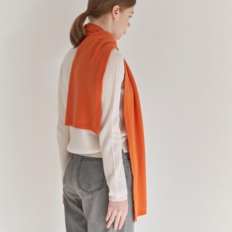 Dal Cashmere Premium Cashmere 100 Knit Muffler Orange