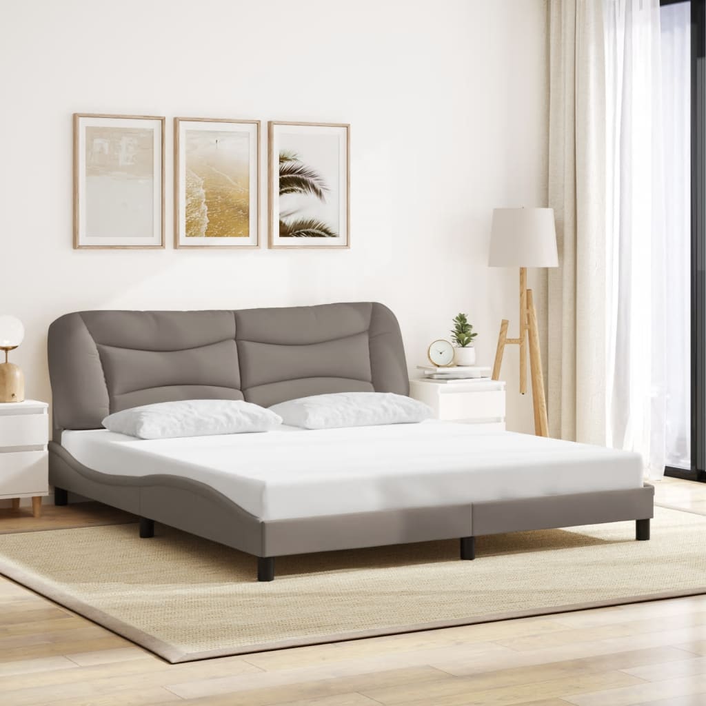 LED Bed Frame without Mattress Hvar Taupe 180x200 cm Fabric