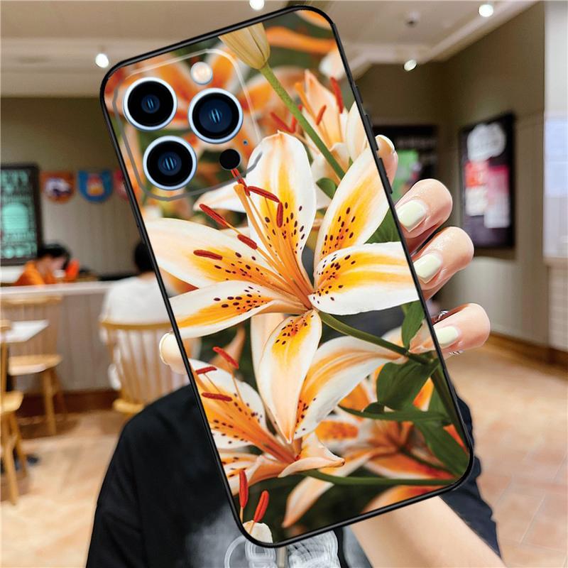 Colorful Flower Lily Case For iPhone 17 15 14 13 12 11 16 Pro Max Mini Plus 16e 17 Air Bumper Cover Accessories