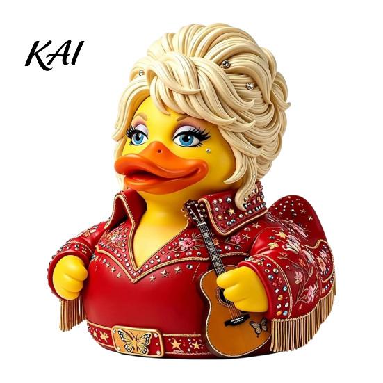 Unique Music Room Shelf Decor Parton Memorial Duck, Dolly Duck Figurine, Country Statue, Guitar-Themed Stage Attire Decorative Sculpture for