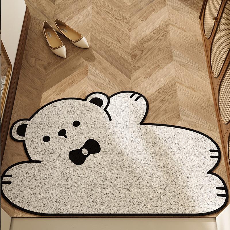Anti-slip Animal Pattern Bathroom Rugs Microfiber Large Folding Stone Diatomite Bath Mat