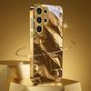 Metallic Paint Tempered Glass Phone Case for  Ultra Full Gold Electroplated Frame Crinkle Gold Foil Glossy Mirror Cover