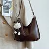 Корейская изысканная сумка-тоут большой вместимости женская 2025 новая однотонная женская трендовая сумка-мессенджер универсальная сумка на плечо