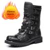 Модные мужские военные ботинки, кожаный ремешок, металлические мотоциклетные ботинки, панк-рок обувь, противоскользящие Zapatos De Seguridad De Hombre
