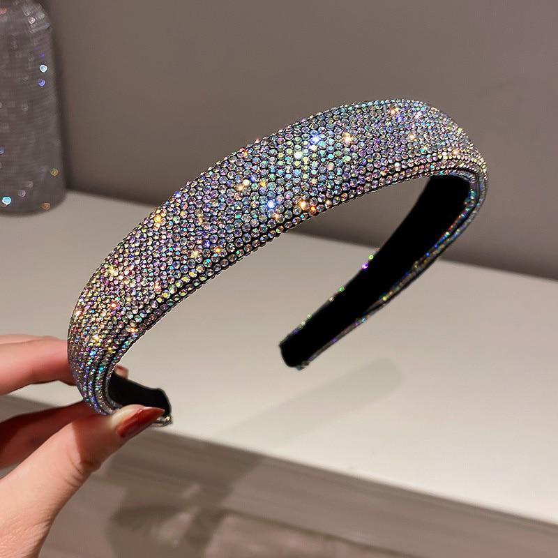 Shiny Full Stylish and Versatile Headbands Silver Color Hairbands Velvet Headwear for Women Hair Accessories Gifts