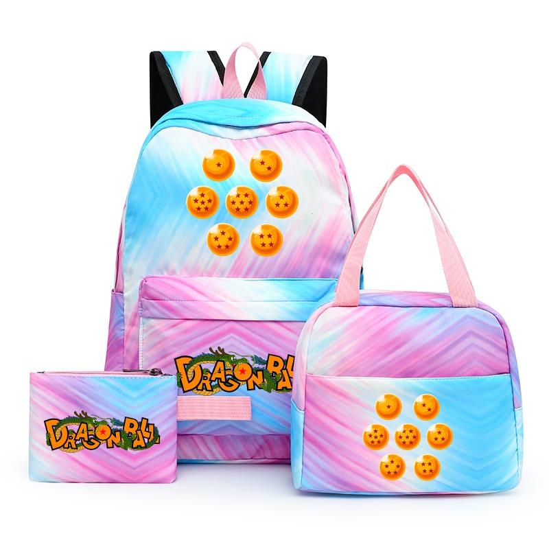 3Pcs/set Anime Dragon Ball Backpack for Girls Boys Back To Schoolbag with Lunch Bag Student Bookbag Men Women Travel Bag Mochila